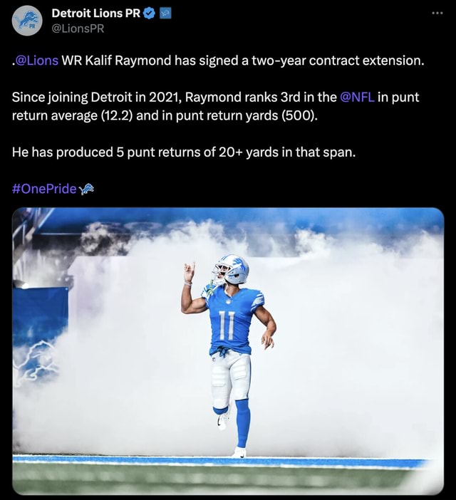 Detroit Lions sign WR/PR Kalif Raymond to 2-year contract extension