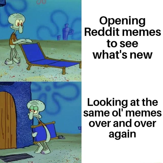 Opening Reddit memes to see what's new Looking at the same ol' memes ...
