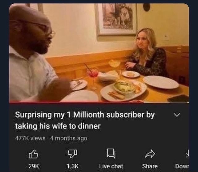 Surprising My 1 Millionth Subscriber By Taking His Wife To Dinner 477k Surprising My 1 Millionth Subscriber By Taking His Wife To Dinner 477k