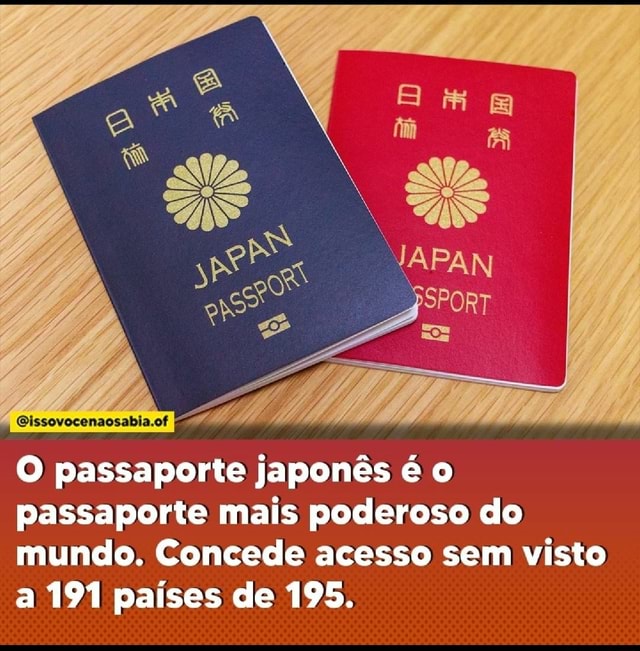 O passaporte japonês é o passaporte mais poderoso do mundo. Concede