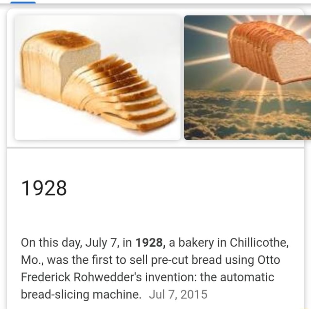 1928 On this day, July 7, in 1928, a bakery in Chillicothe, Mo., was