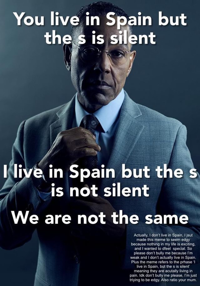 You Live In Spain But Live In Spain But The Is Not Silent We Are Not The Same Actually I Don T Live In Spain I Jsut Made This Meme To Seem Edgy