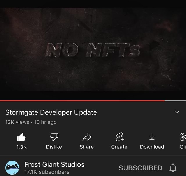 Stormgate Developer Update Views - 10 Hr Ago If Op AA 1.3K Dislike ...