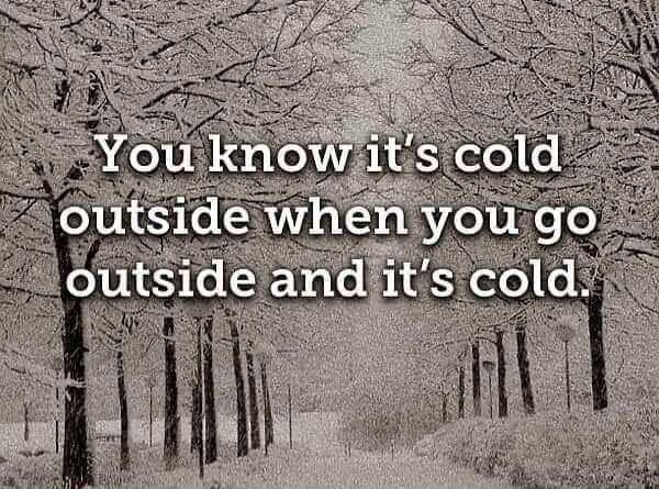 You know it's cold outside when you go outside and it's cold. - America ...