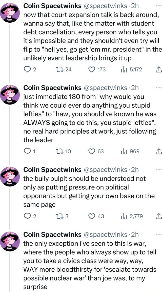 Colin Spacetwinks spacetwinks now that court expansion talk is back