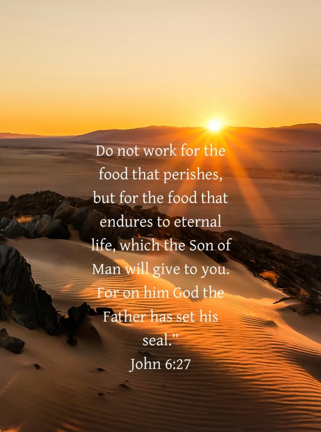 Do not work for the food that perishes, but for the food that endures ...