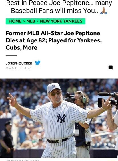 Joe Pepitone, Popular New York Yankees Star, Dead at 82