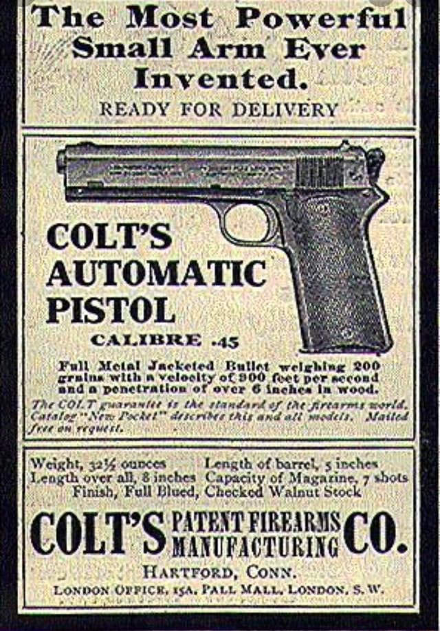 The Most Powerful Small Arm Ever Invented Ready For Delivery Automatic Pistol Calibre 45 Full