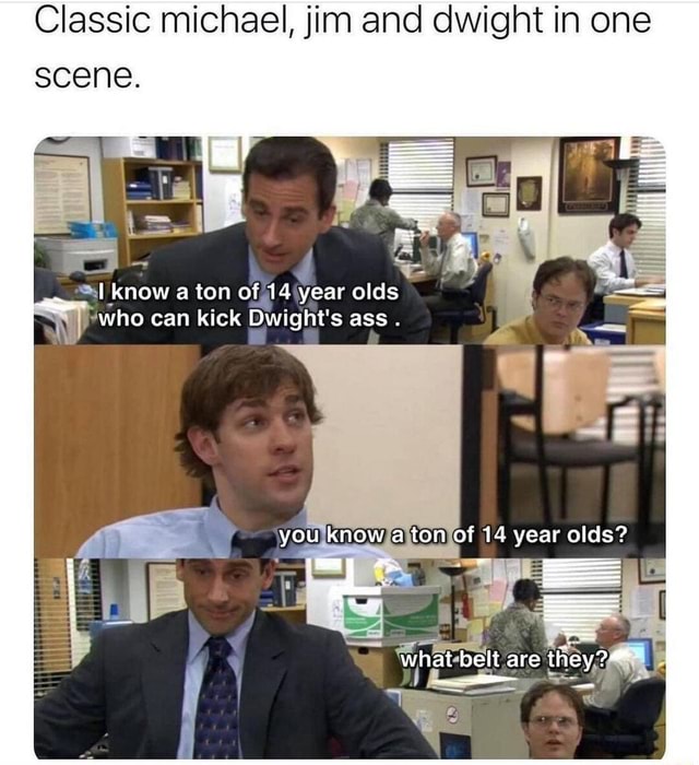 Classic michael, jim and dwight in one scene. know a ton 14 whe can ...