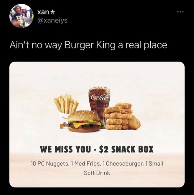 Burger king 2 dollar store snack box