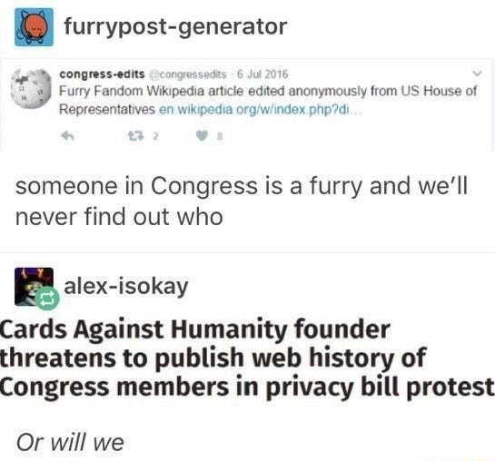 Furrypost-generator conaress-edits Furry Fandom Wikipedia article