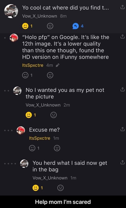 Yo Cool Cat Where Did You Find T Vow X Unknown Holo Pfp On Google It S Like The 12th Image It S A Lower Quality Than This One Though Found The Ho Version On Ifunny Yo Cool Cat Where Did You Find T Vow X Unknown Holo Pfp On Google It S Like The 12th Image It S A Lower Quality Than This One Though Found The Ho Version On Ifunny