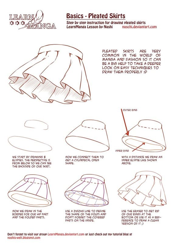Basics Pleated Skirts 'Step by ster struction for drawing pleated ...