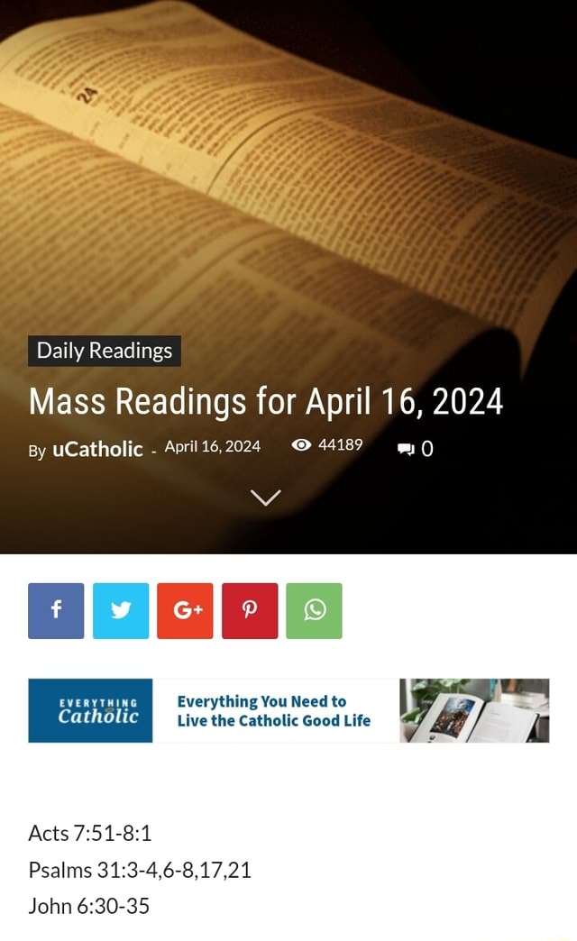 Daily Readings Mass Readings for April 16, 2024 By uCatholic April16