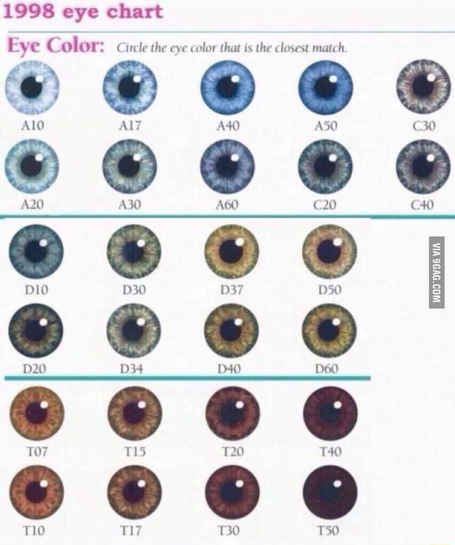 1998 eye chart Eye Color Circe the eye color that is the closest match