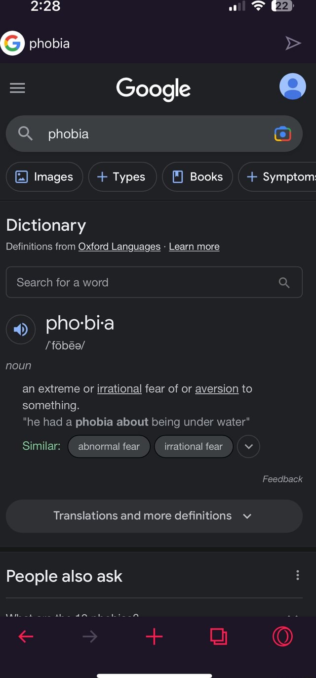 Al 22 phobia Google phobia Images + Types Books + Symptom Dictionary