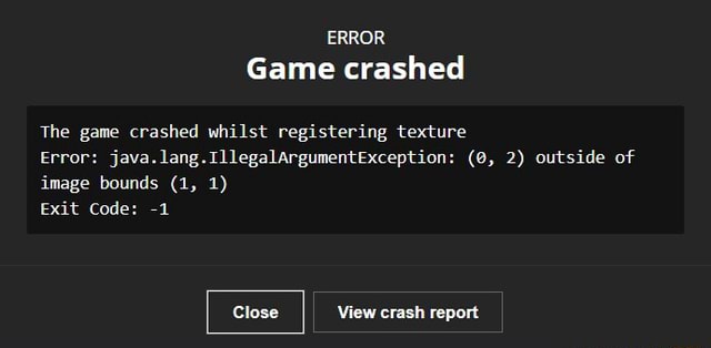 ERROR Game Crashed The Game Crashed Whilst Registering Texture Error ...