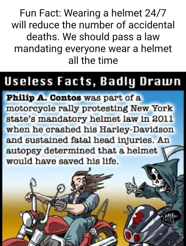 Fun Fact Wearing a helmet will reduce the number of accidental deaths