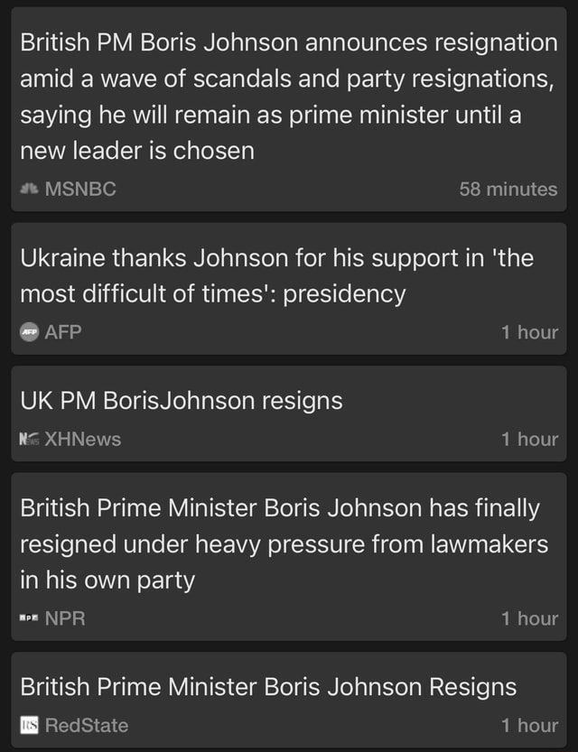 British PM Boris Johnson Announces Resignation Amid A Wave Of Scandals 