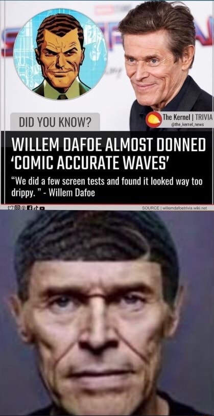 DID YOU KNOW? WILLEM DAFOE ALMOST DONNED 'COMIC ACCURATE WAVES' 