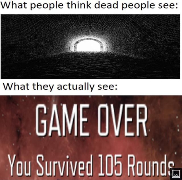 What people think dead people see: What they actually see: Vou Survived