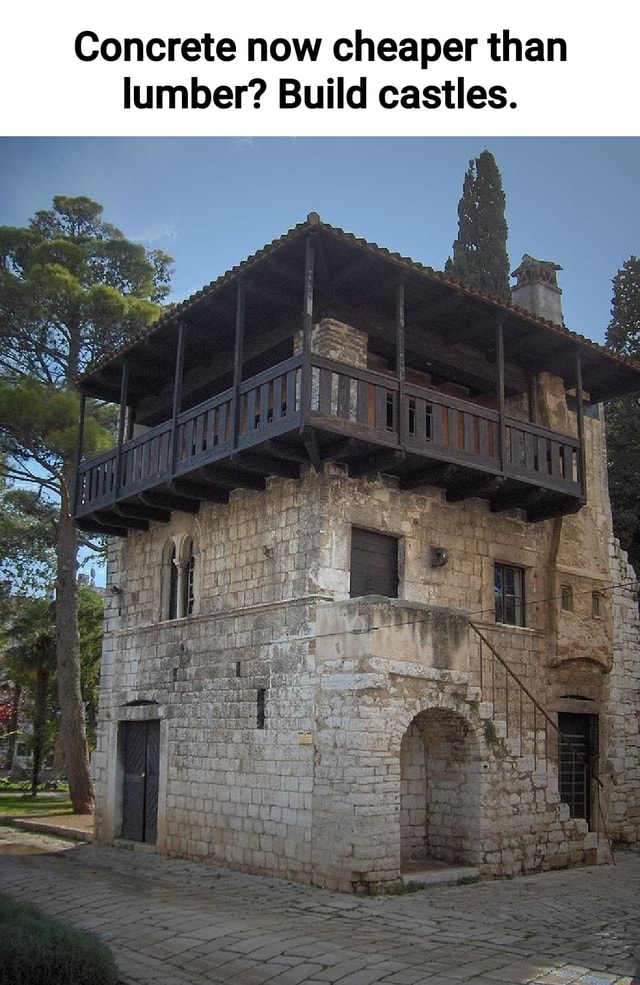 Concrete now cheaper than lumber? Build castles. iFunny