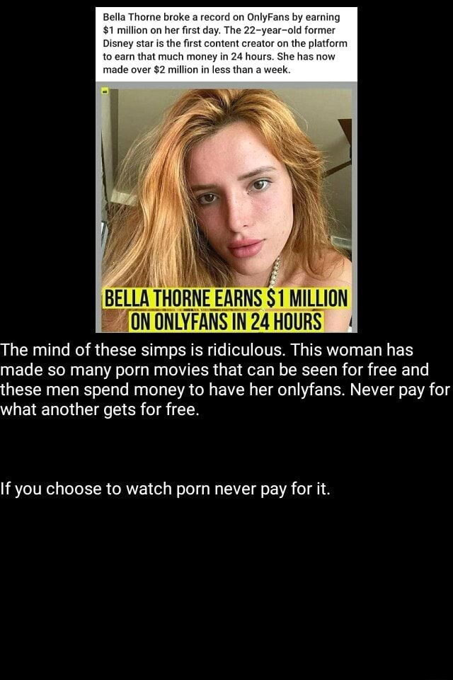 Bella Thorne broke a record on OnlyFans by earning $2 million in a