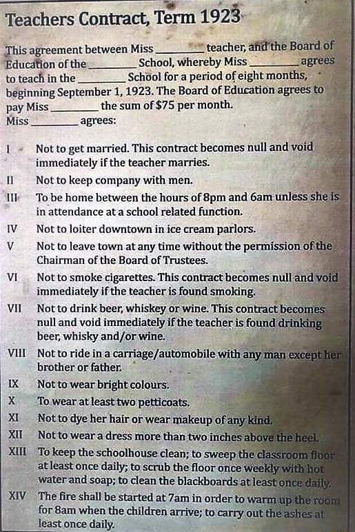 Teachers Contract, "This agreement between Miss" teacher, andthe Boat ... image