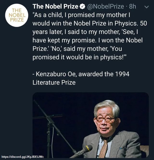 THE NOBEL PRIZE The Nobel Prize@ @NobelPrize:- V "As A Child, I ...