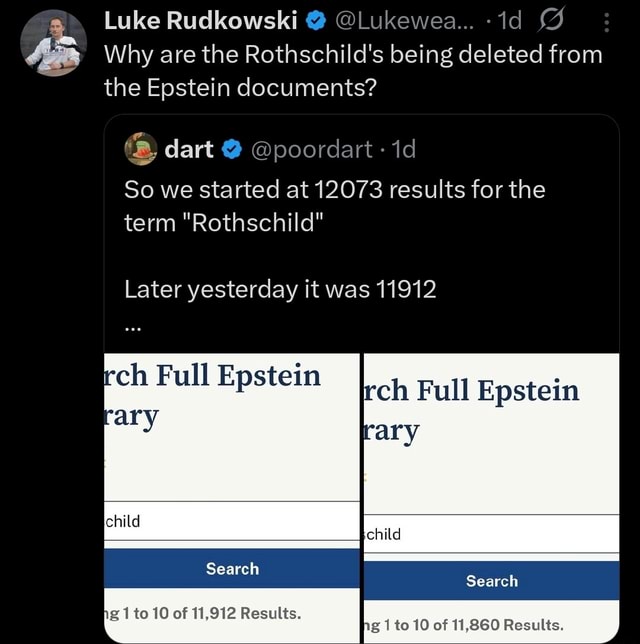 Rachel Rudkowski Luke Rudkowski @ @Lukewea... -id Why are the Rothschild's being deleted ...