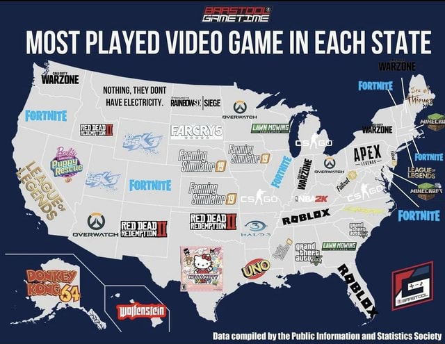 SAMET MOST PLAYED VIDEO GAME IN EACH STATE JARZONE NOTHING, THEY DONT ...