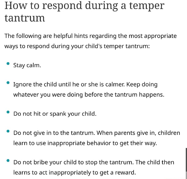 How To Respond During A Temper Tantrum The Following Are Helpful Hints ...