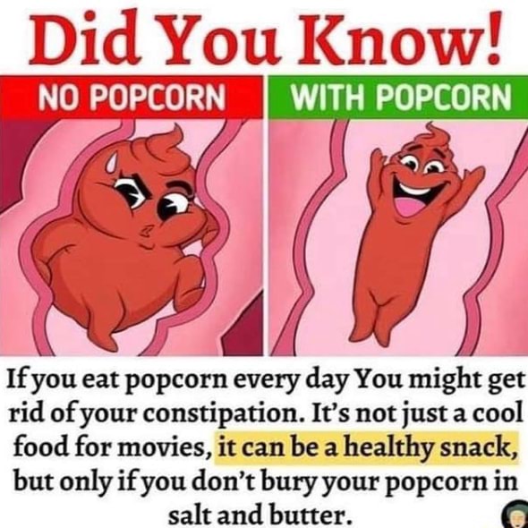 Did You Know! NO POPCORN I WITH POPCORN If you eat popcorn every day