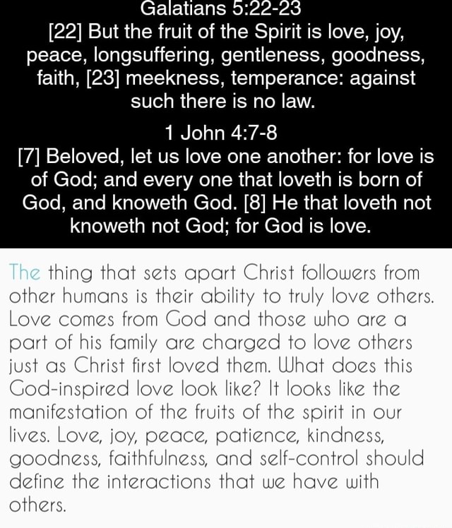 Galatians (22] But the fruit of the Spirit is love, joy. peace ...