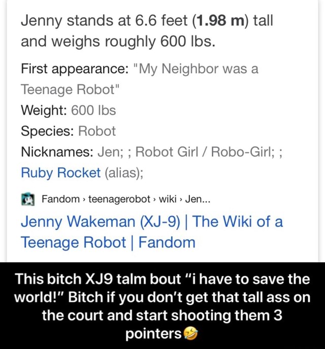 Jenny Wakeman (XJ-9), The Wiki of a Teenage Robot