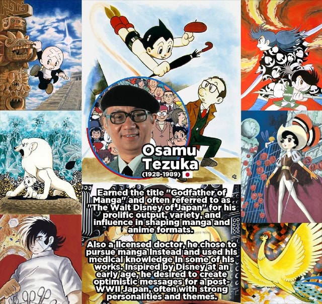 Osamu: Tezuka ae ee the title "Godfather of I Manga" and often referred