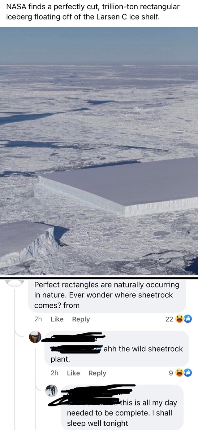 Ice Rectangle NASA finds a perfectly cut, trillion-ton rectangular iceberg floating ...