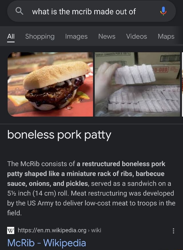 What is the mcrib made out of All Shopping Images News Videos Maps