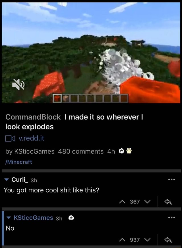 CommandBlock I made it so wherever I look explodes /Minecraft You got ...