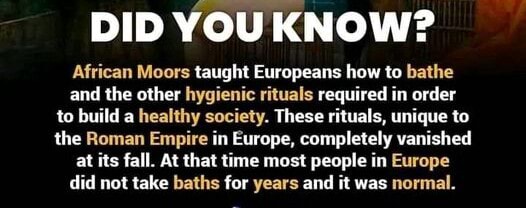 DID YOU KNOW? African Moors taught Europeans how to bathe and the other ...