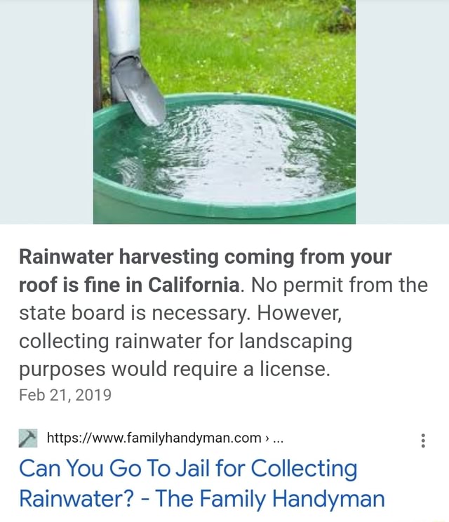 SS Rainwater Harvesting Coming From Your Roof Is Fine In California. No ...