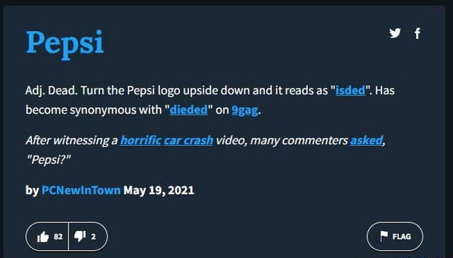 Pepsi 'Adj. Dead. Turn the Pepsi logo upside down and it reads as ...