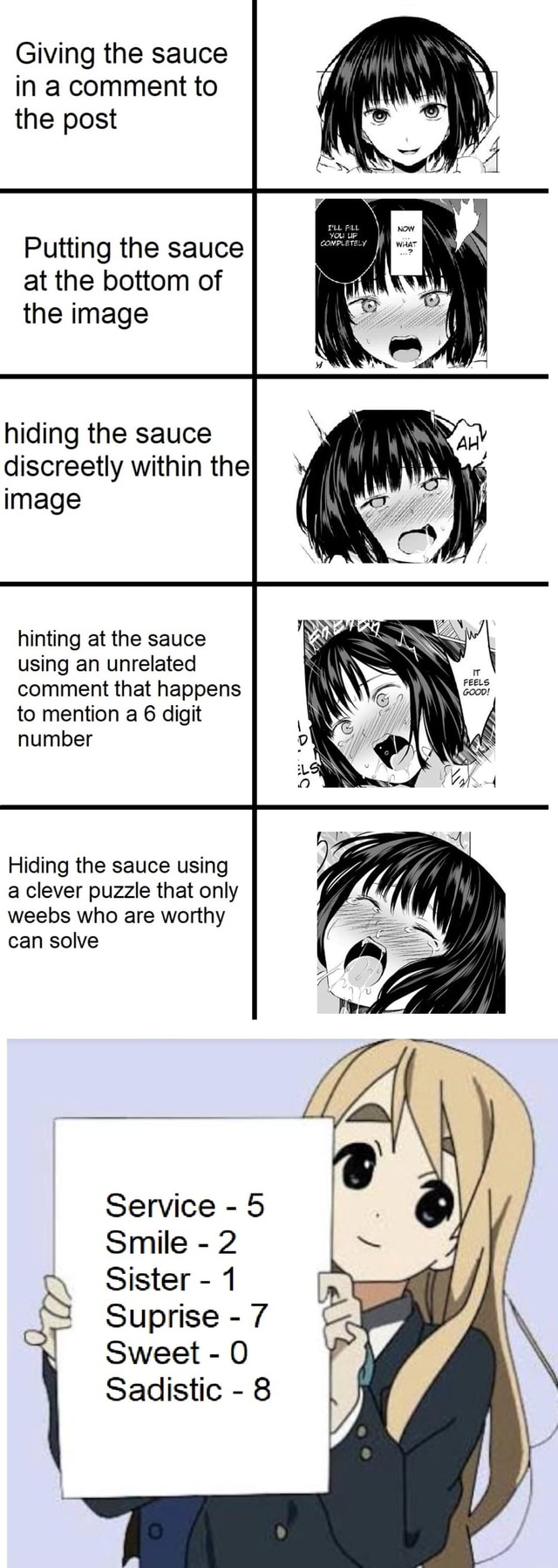 Giving the sauce in a comment to the post Putting the sauce at the bottom  of the image hiding the sauce discreetly within the image hinting at the  sauce using an unrelated