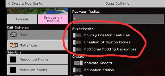 New Creare Multiplayer Add Ons Fesource Packs Behavior Packs Game Fiespaun Fiadius An Experiments Holiday Creator Features Creation Of Custom Biomes Additional Modding Capabilities Cheats I Activate Cheats Education Edition