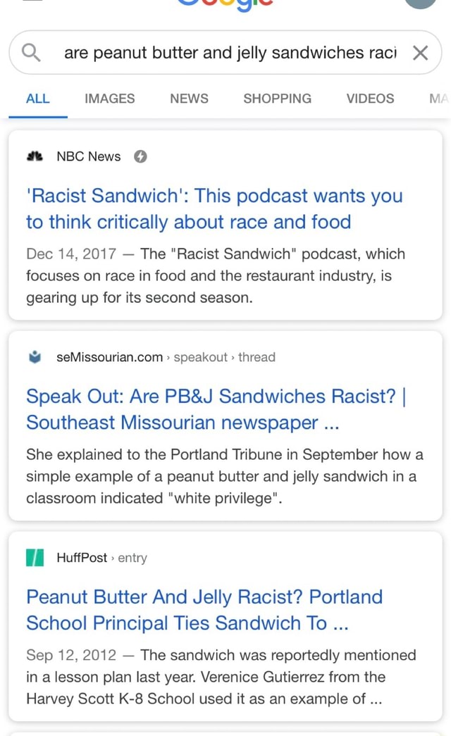 Are peanut butter and jelly sandwiches raci X ALL IMAGES NEWS SHOPPING