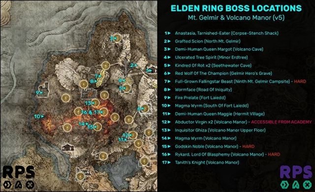 ELDEN RING BOSS LOCATIONS Mt. Gelmir & Volcano Manor Anastasia