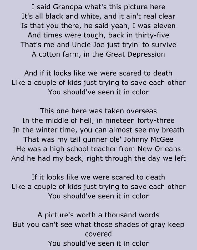 I Said Grandpa What S This Picture Here It S All Black And White And It Ain T Real Clear 15 That You There He Said Yeah I Was Eleven And Times Were Tough Back