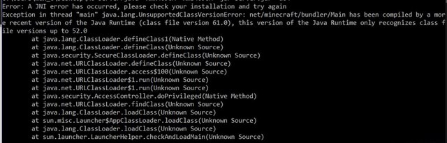 Error: A JNI error has occurred, please check your installation and try ...
