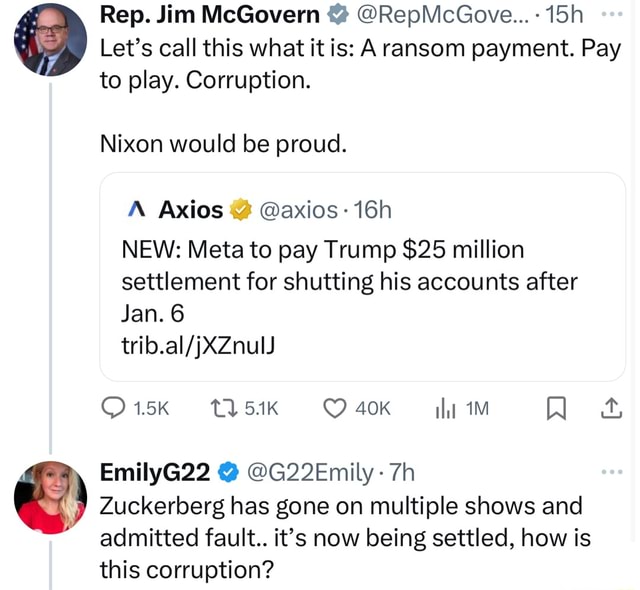 Funny Ransom Demand Let's call this what it is: A ransom payment. Pay Rep. Jim McGovern ...