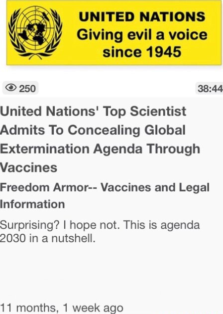 UNITED NATIONS Giving Evil A Voice Since 1945 250 United Nations Top 